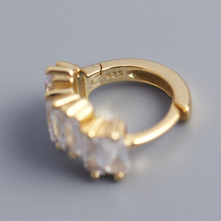 Orecchini rettangolari geometrici eleganti in argento sterling 925 con intarsio di zirconi cubici