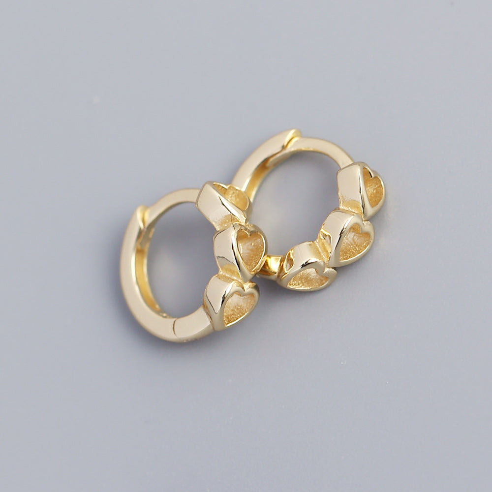 Minimalist Heart-Shaped S925 Sterling Silver Stud Earrings with Plated Finish for Women