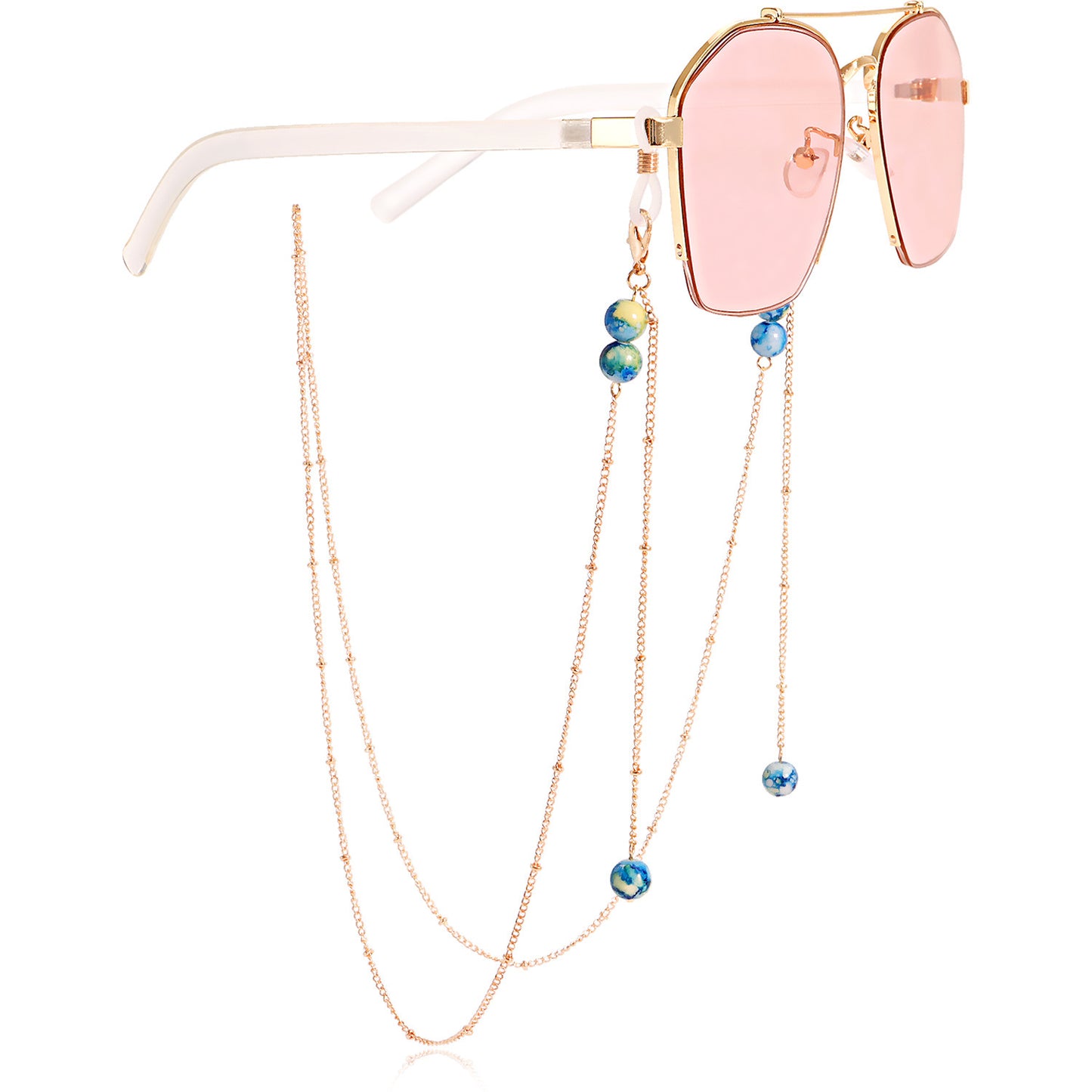 Gemstone Inlaid Alloy Mask and Glasses Chain