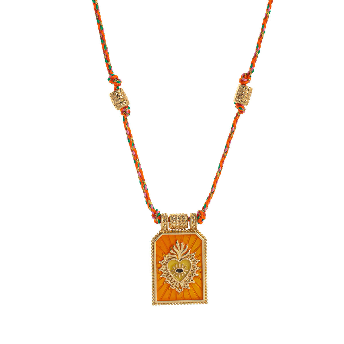 Collana pendente minimalista a forma di cuore in rame placcato oro su cordino colorato da donna
