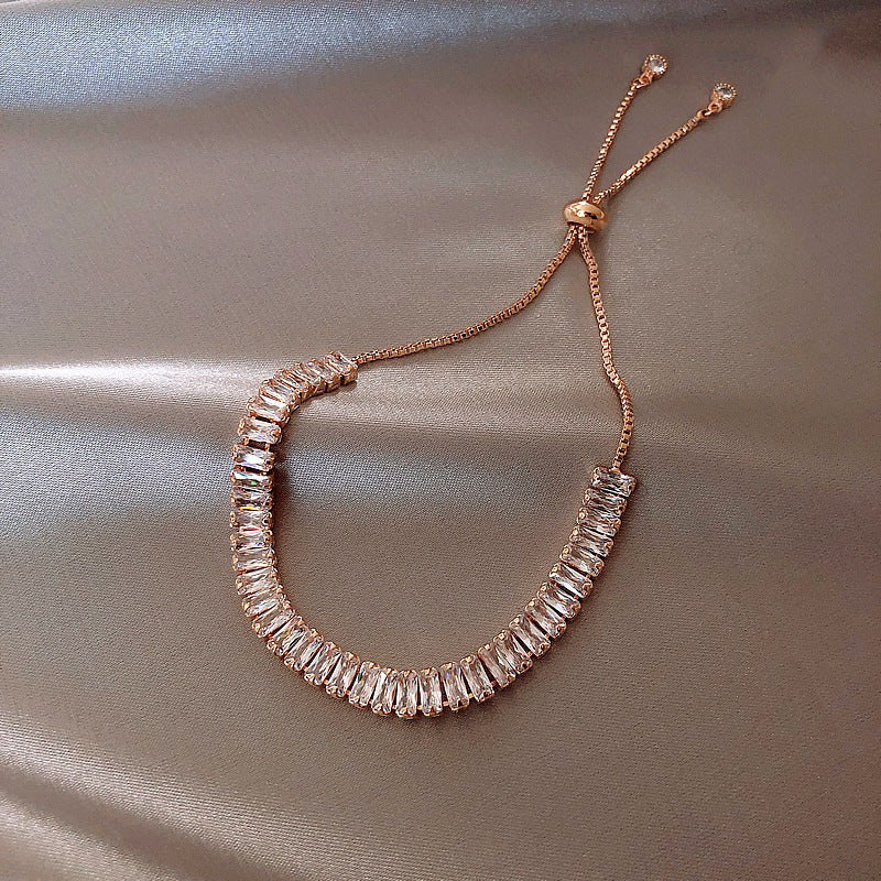 Luxury Elegant Geometric Alloy Plated Bracelet with Cubic Zirconia for Women