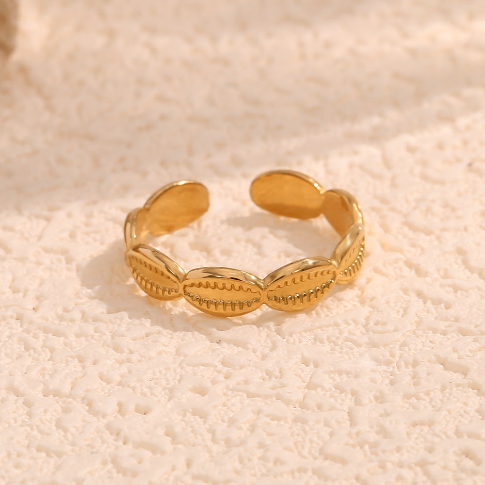 Anello da donna regolabile in acciaio inossidabile con placcatura in oro 18 carati dal design geometrico creativo, accessorio di moda con motivo a denti