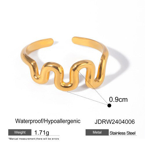 Fashion Business Casual Teardrop Geometric Plated Stainless Steel Ring for Women