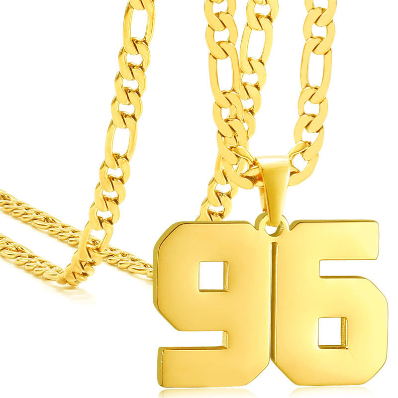 Minimalist Numeric Pendant Necklace for Men and Women Stainless Steel Chain with Polished Titanium Steel Charm