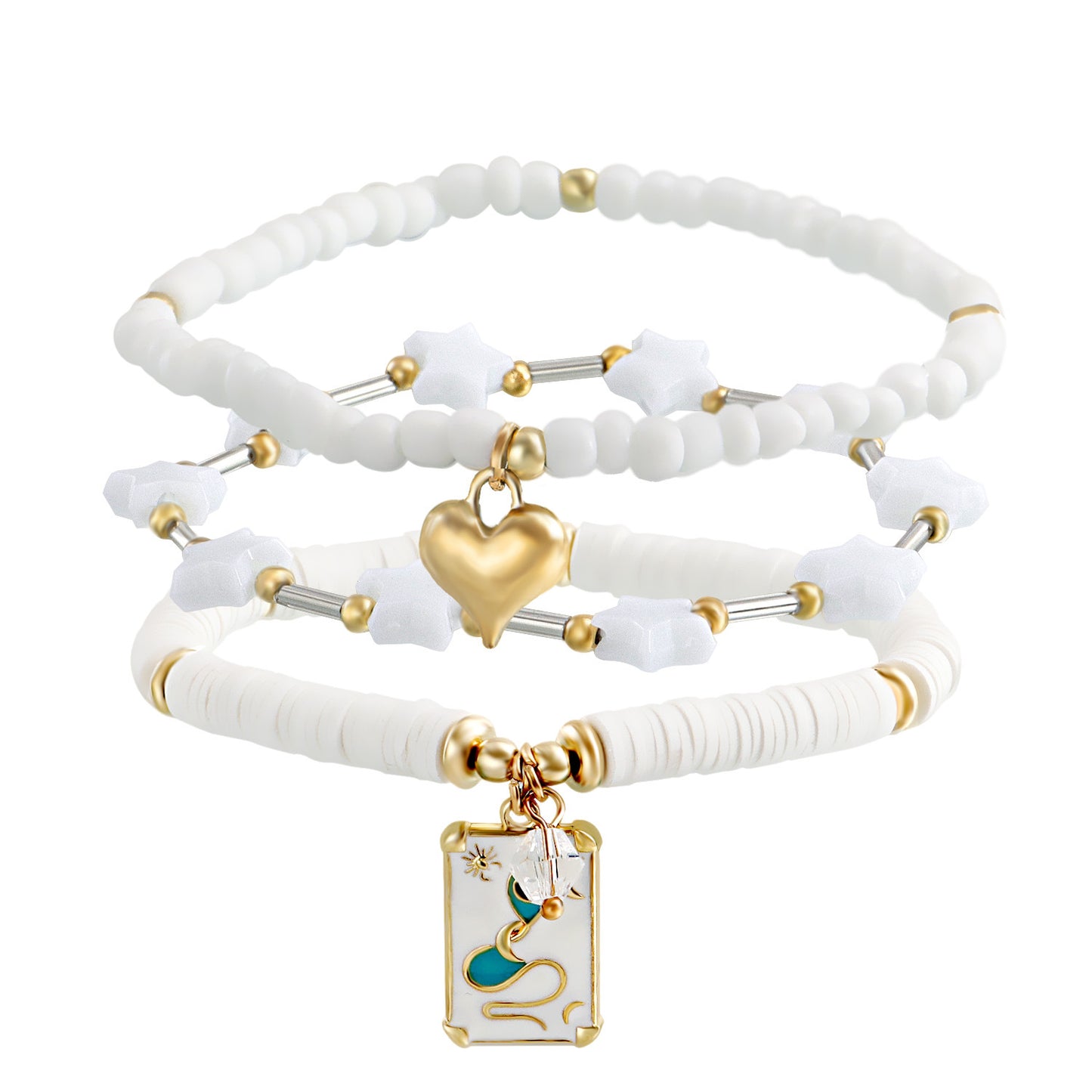 Bohemian Style Geometric Shape Alloy Bracelet Set with Plated Finish for Women