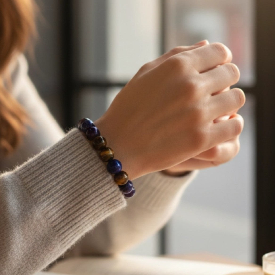 Minimalist Geometric Natural Stone Beaded Bracelet for Women