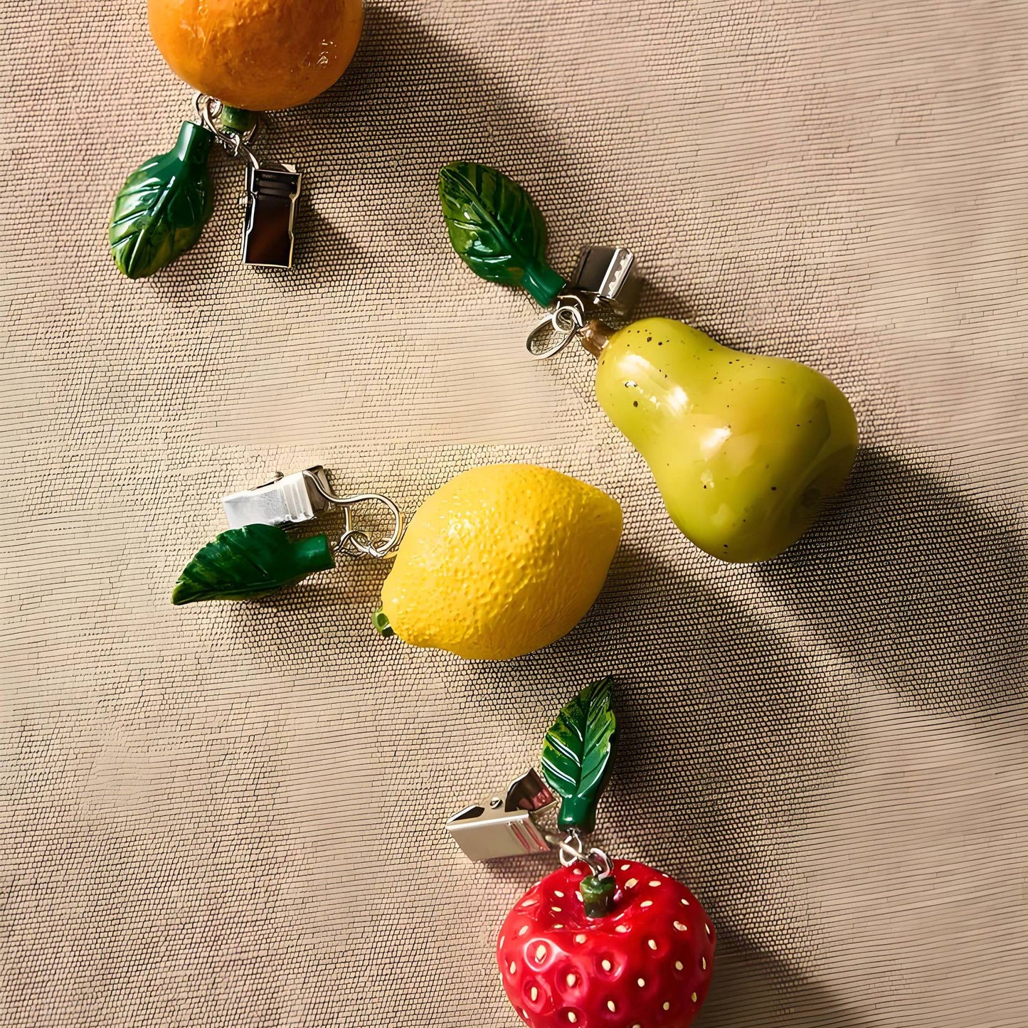 Vintage 18K Gold Plated Stainless Steel Fruit Charm Bar for Women