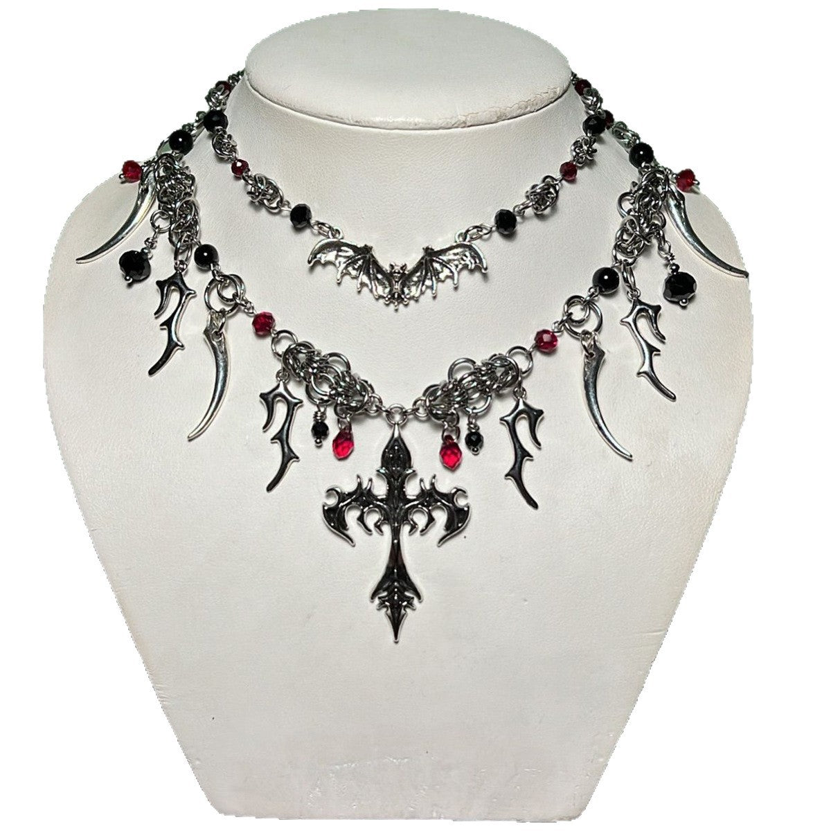 Gothic Style Cross Pendant Necklace for Women with Alloy Material and Electroplated Finish on Standard Chain