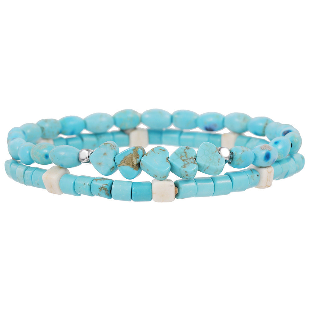 Bohemian Ethnic Geometric Heart Turquoise Bracelet Set Unisex