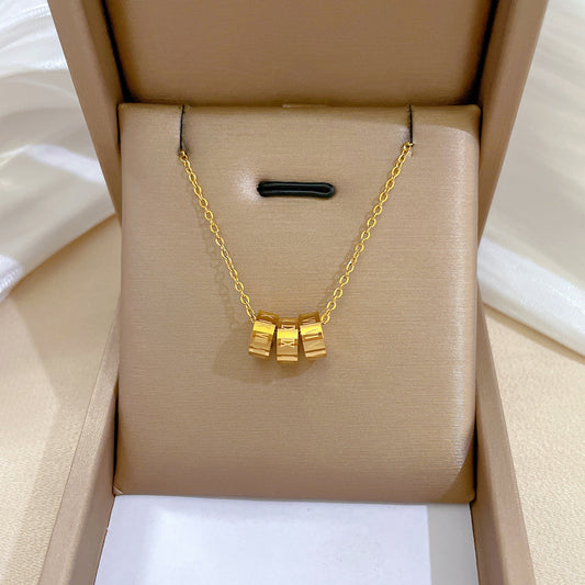 Collar Minimalista de Acero Titanio con Colgante Redondo Geométrico para Unisex