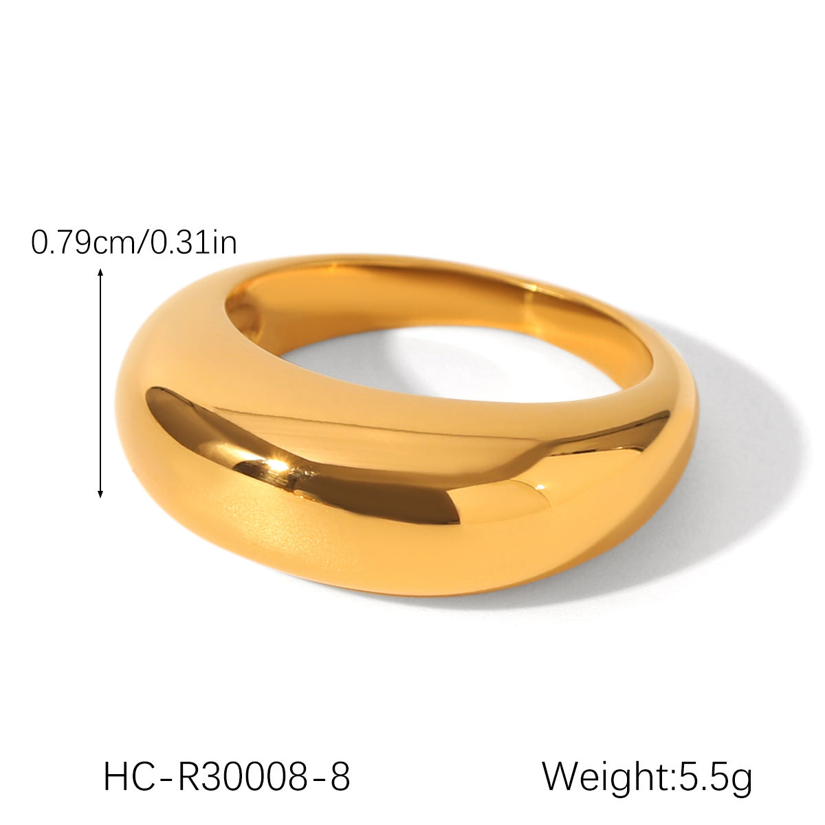 Minimalist Geometric Stainless Steel Ring for Women with 18K Gold Plating Titanium Steel Finish
