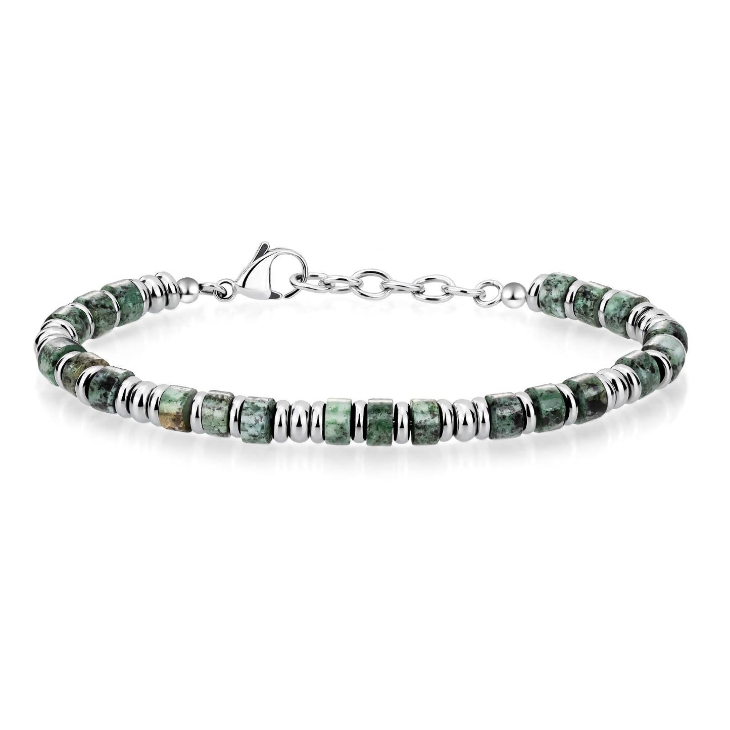 4mm Natural Obsidian Geometric Round Stainless Steel Bracelet Unisex