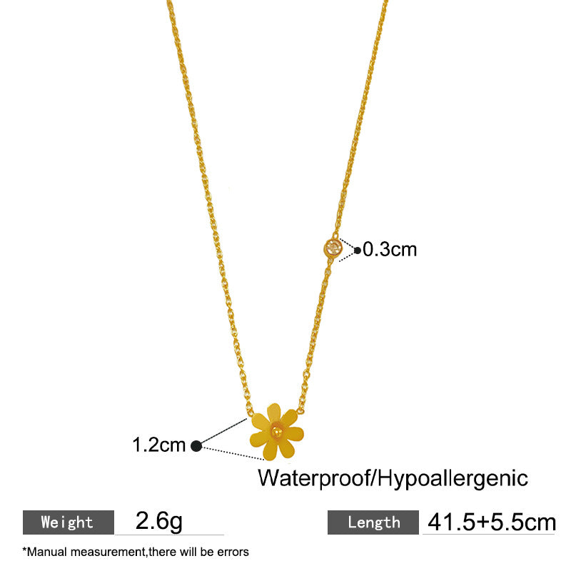 Gold Plated Titanium Steel Floral Pendant Necklace Unisex