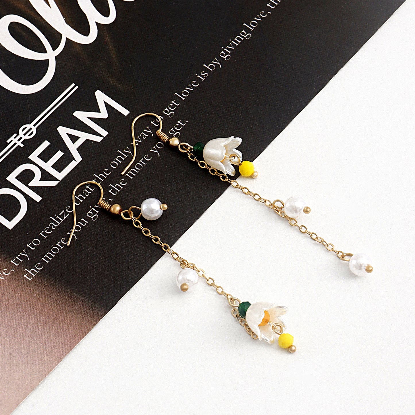 Minimalist Floral Bell-Shaped Alloy Earrings with Plated Finish for Women