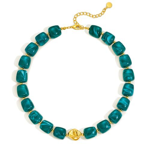 Casual Square Resin Polished Pendant Necklace for Women