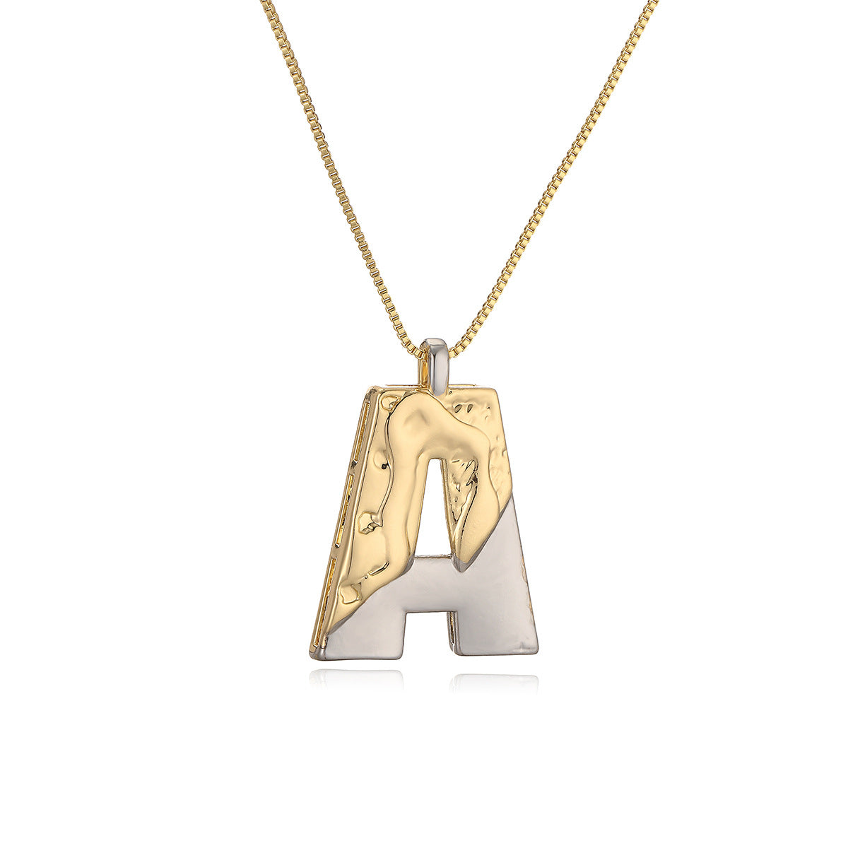Collana con ciondolo a lettera in rame placcato oro geometrico minimalista da donna