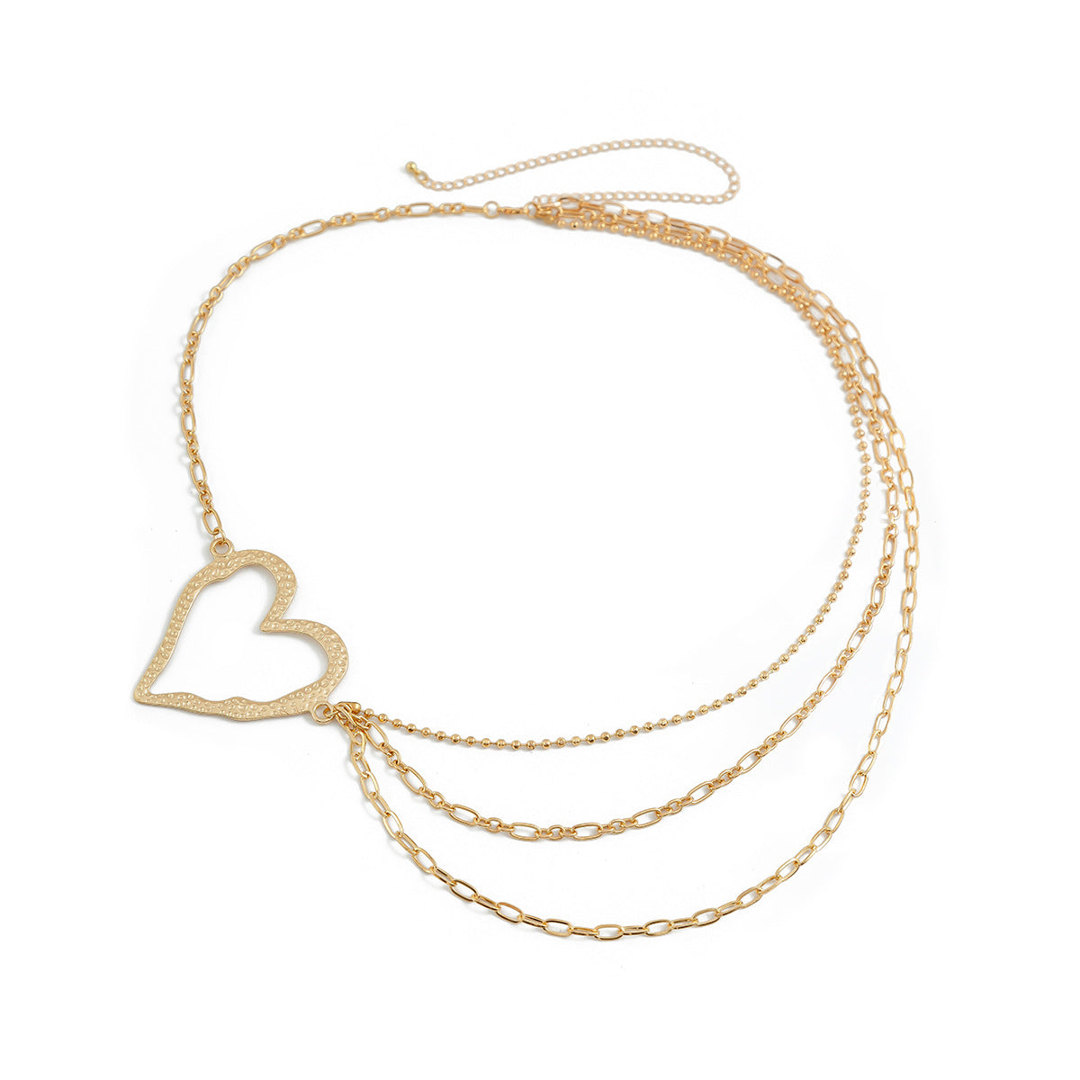 Cadena corporal minimalista con forma de corazón para mujer con flecos delicados y cierre de langosta de metal