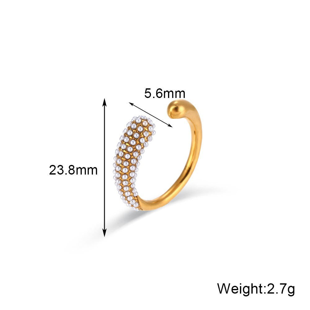 Minimalist Geometric Pearl Pendant Necklace and Bracelet Set in Titanium Steel with Plated Finish for Women