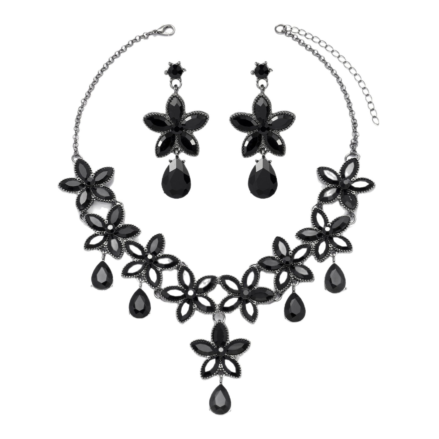 Original Design Star Moon Cloud Universe Pattern Electroplated Alloy Necklace and Earrings Set with Crystal Pendant on O-Chain for Women
