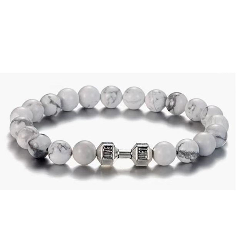 Matte Geometric Alloy Bracelet Unisex Volcanic Stone Energy Beads