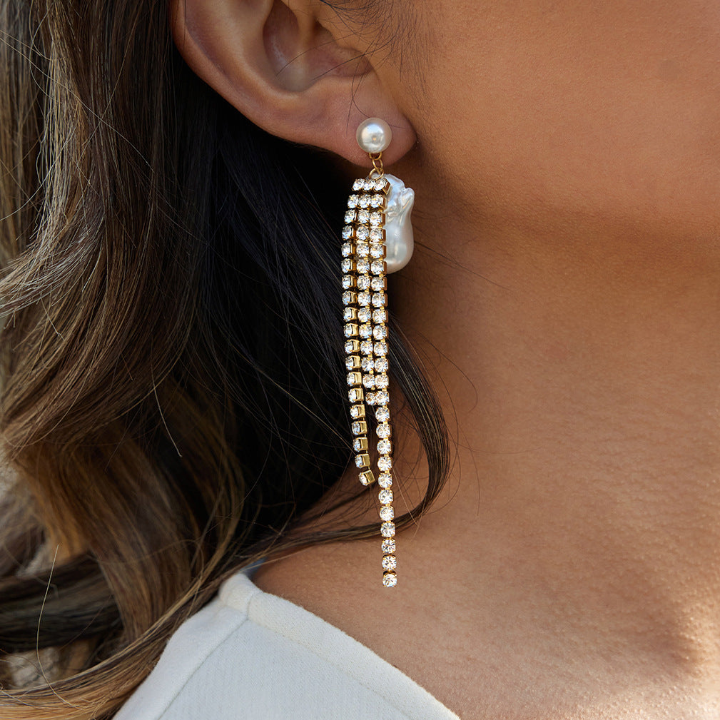 Orecchini a perno geometrici in acciaio inossidabile con intarsio in strass placcati in oro PVD Gioielli di lusso alla moda per donna
