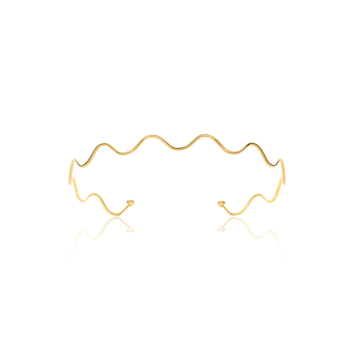 Collar ajustable ondulado de acero inoxidable chapado en oro de 18 quilates para mujer Estilo OL