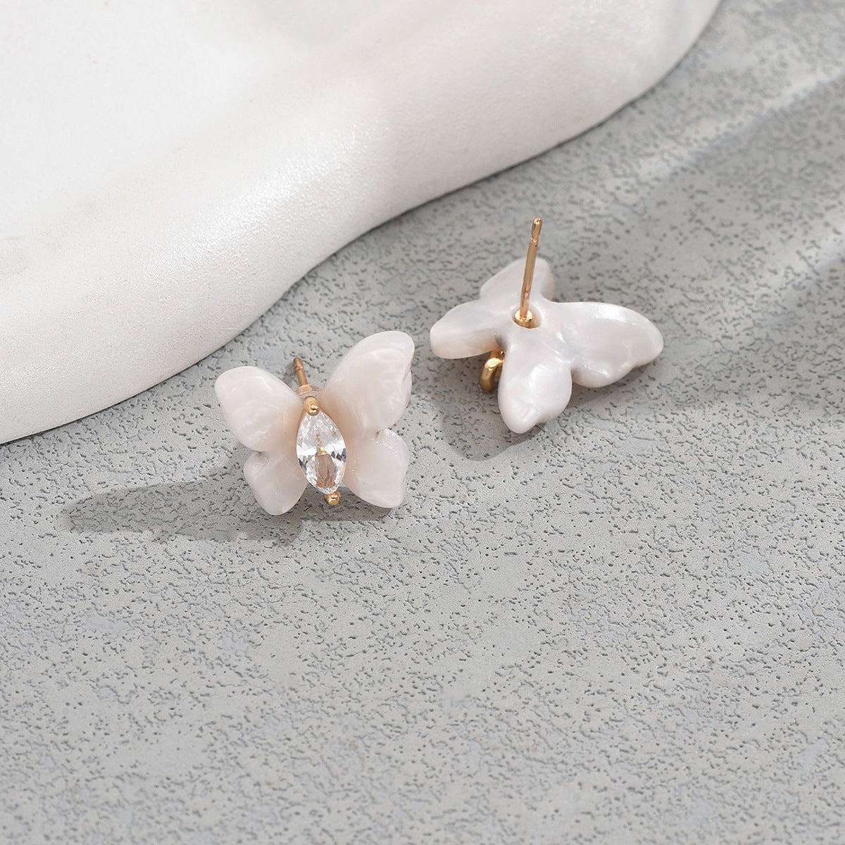 Minimalist Butterfly-Shaped Stud Earrings with Zircon Inlay for Women Stainless Steel Post