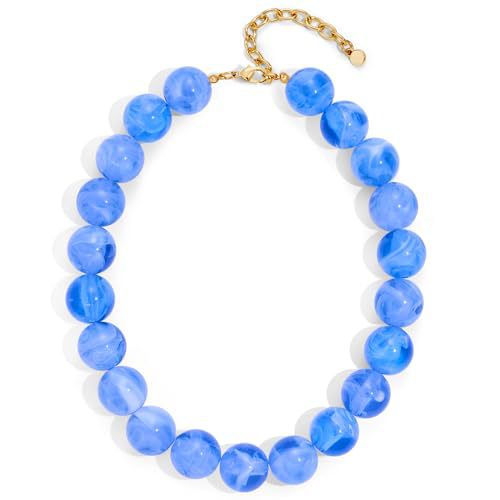 Casual Round Acrylic Bead Necklace Polished Ball Chain Women's Fashion Choker