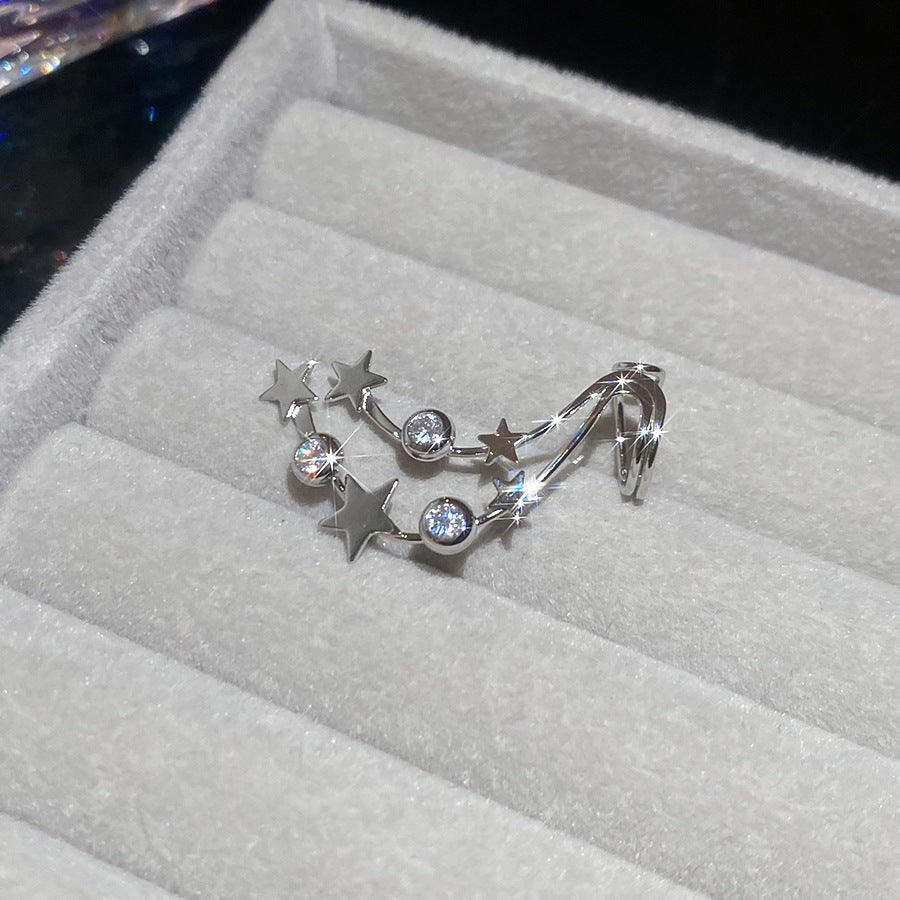 Minimalist Floral and Star-Shaped Zirconia-Set Copper Ear Cuffs for Women