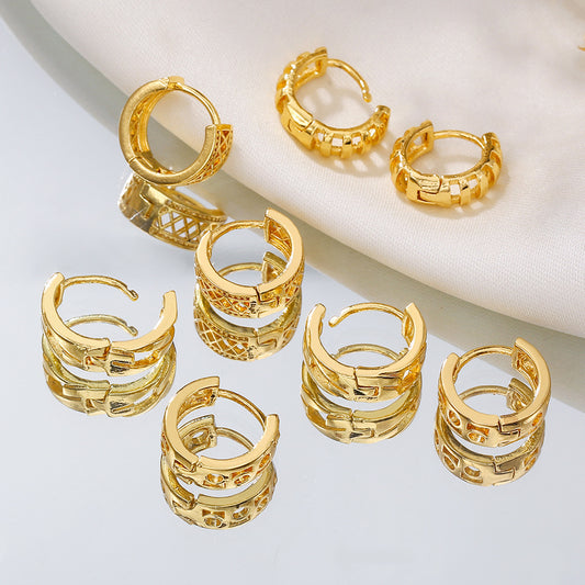 Geometric Earrings for Women Copper Base with Real Gold Plating Stainless Steel Posts Minimalist and Instagram-Worthy Fashion Ear Cuffs