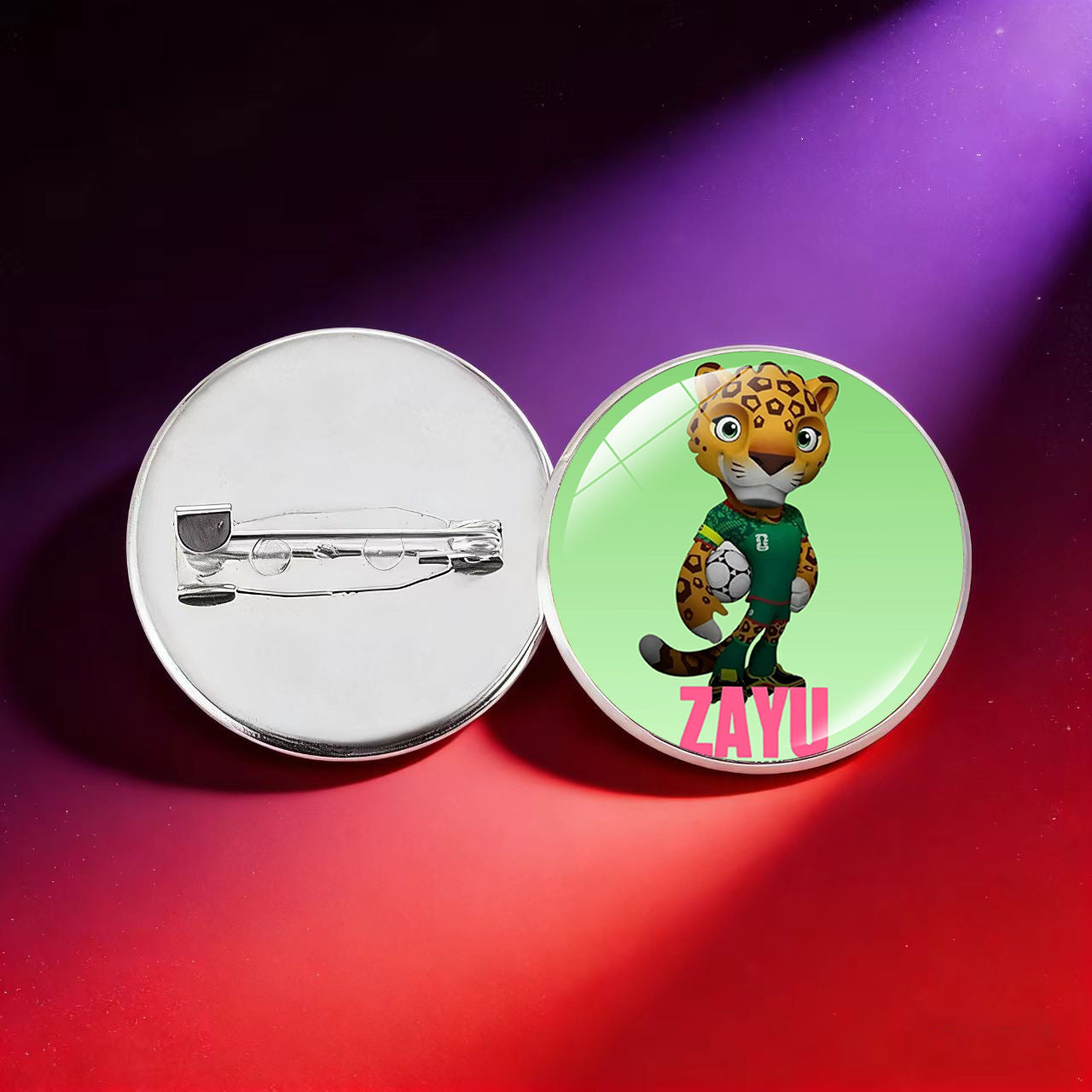 Broche Charm de Barra Redondo Geométrico Chapado en Cristal Hecho a Mano para la Mascota del Mundial 2026