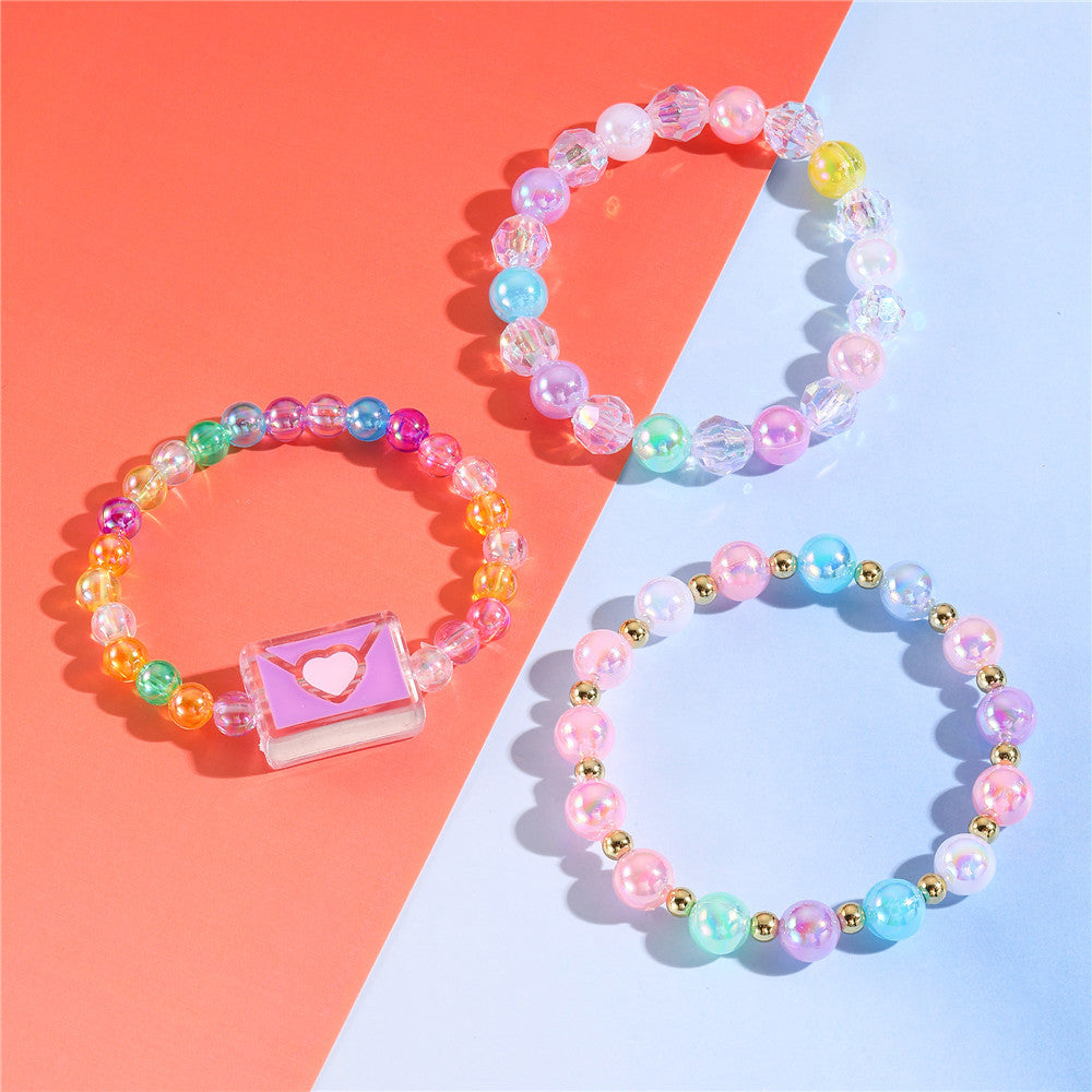 Braccialetto Acrilico Colorato a Forma di Busta per Bambini con Design Geometrico e Stile Graziosa Principessa