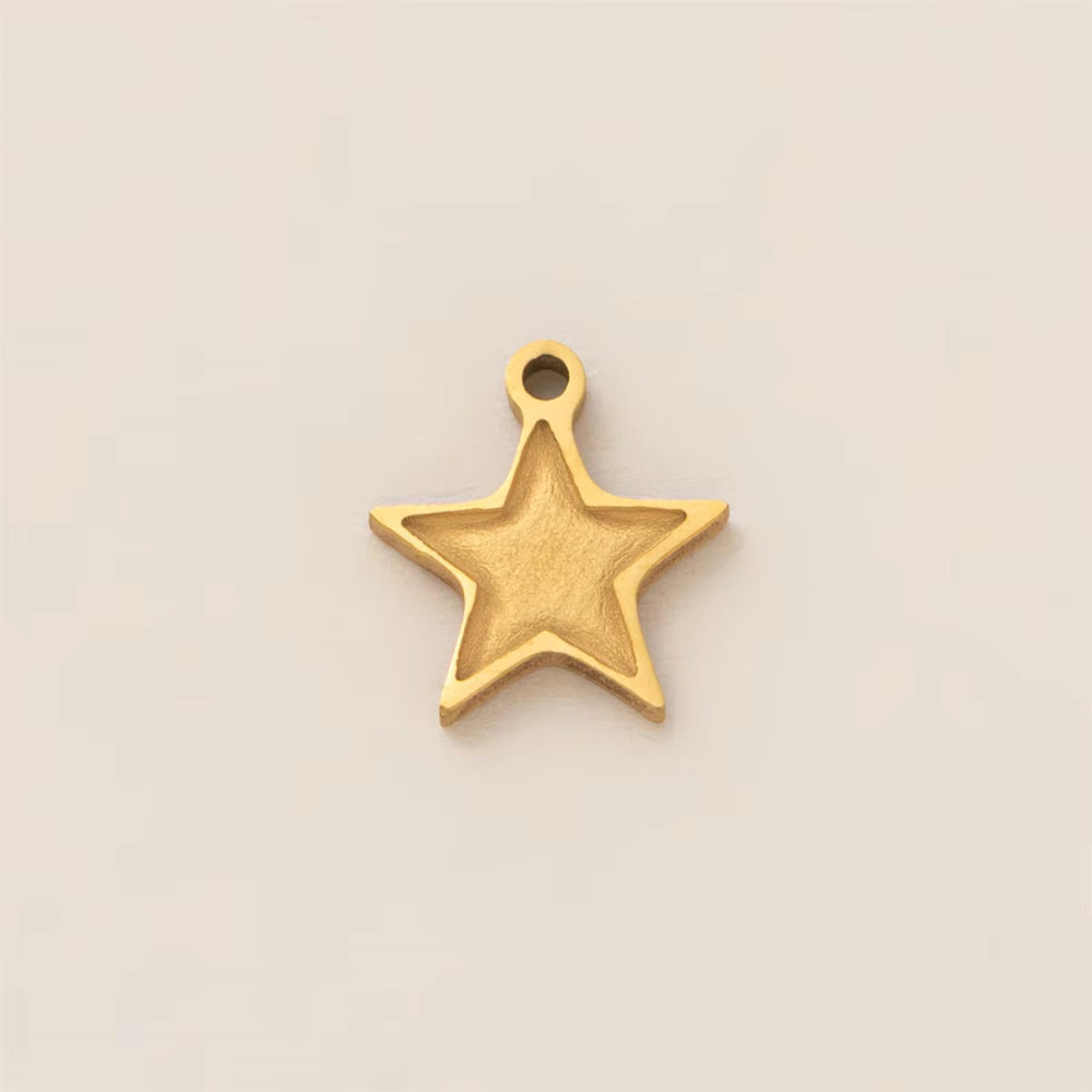 Vintage 18K Gold Plated Stainless Steel Star Sun Charm Bar for Women