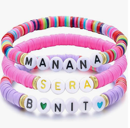 Bohemian Vintage Letter Number Beaded Bracelet Unisex Handmade Layered