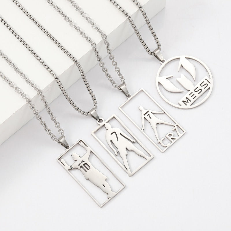 Hip-hop Streetwear Polished Titanium Steel Round Geometric Pendant Necklace for Men