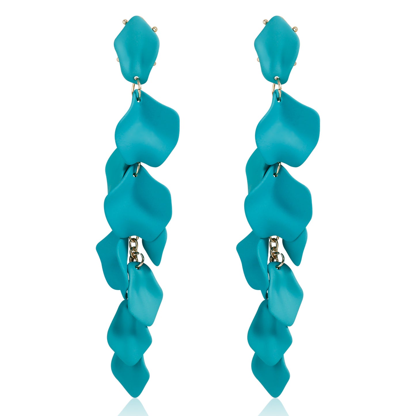 Elegant Floral-Petal Shaped Zinc Alloy Stud Earrings with Plated Finish for Women Vintage and Artistic Style