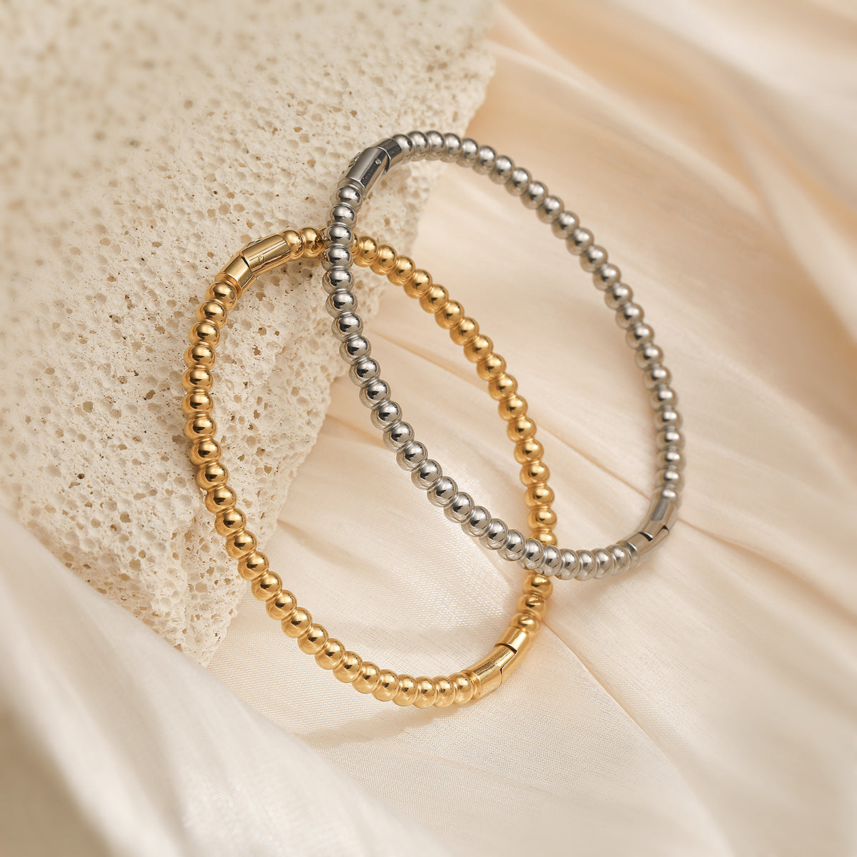 Minimalist Titanium Steel Bracelet for Women with 18K Gold Plating Irregular Shape Design Fashionable Everyday Accessory