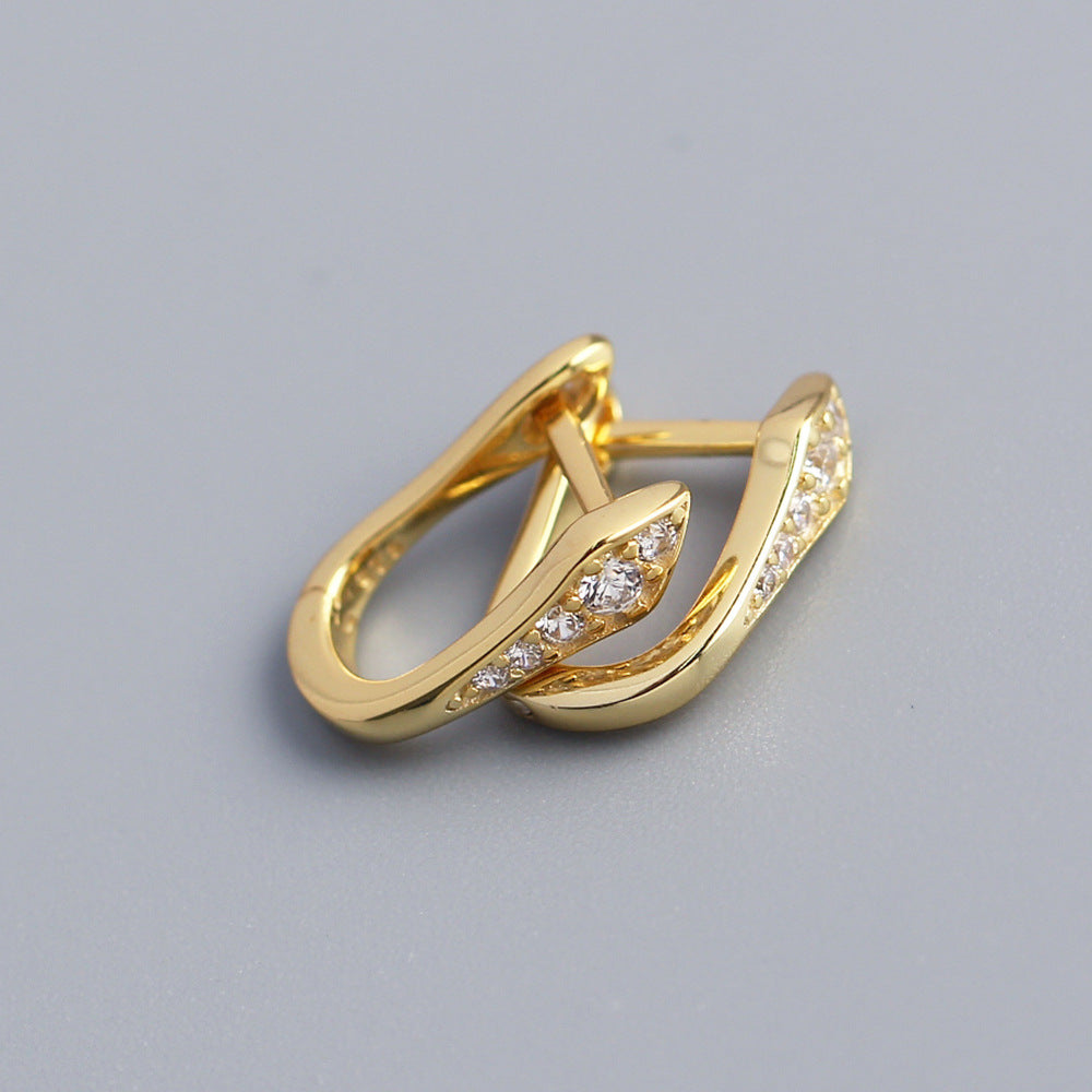 S925 Sterling Silver U-Shape Rhinestone Inlay Ear Cuffs Fashion Casual Minimalist Earrings YHE0293