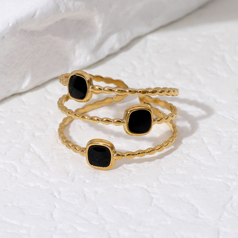 Minimalist Geometric Stainless Steel Open Ring with 18K Gold Plating for Women