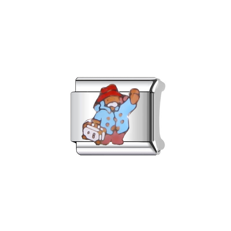 Sweet Cartoon Plated Stainless Steel DIY Charm Bar Bracelet Unisex