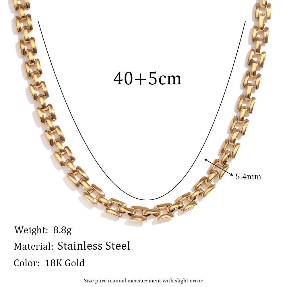 Collana con Ciondolo Quadrato Geometrico Minimalista da Donna in Acciaio Inossidabile Placcato Oro 18K