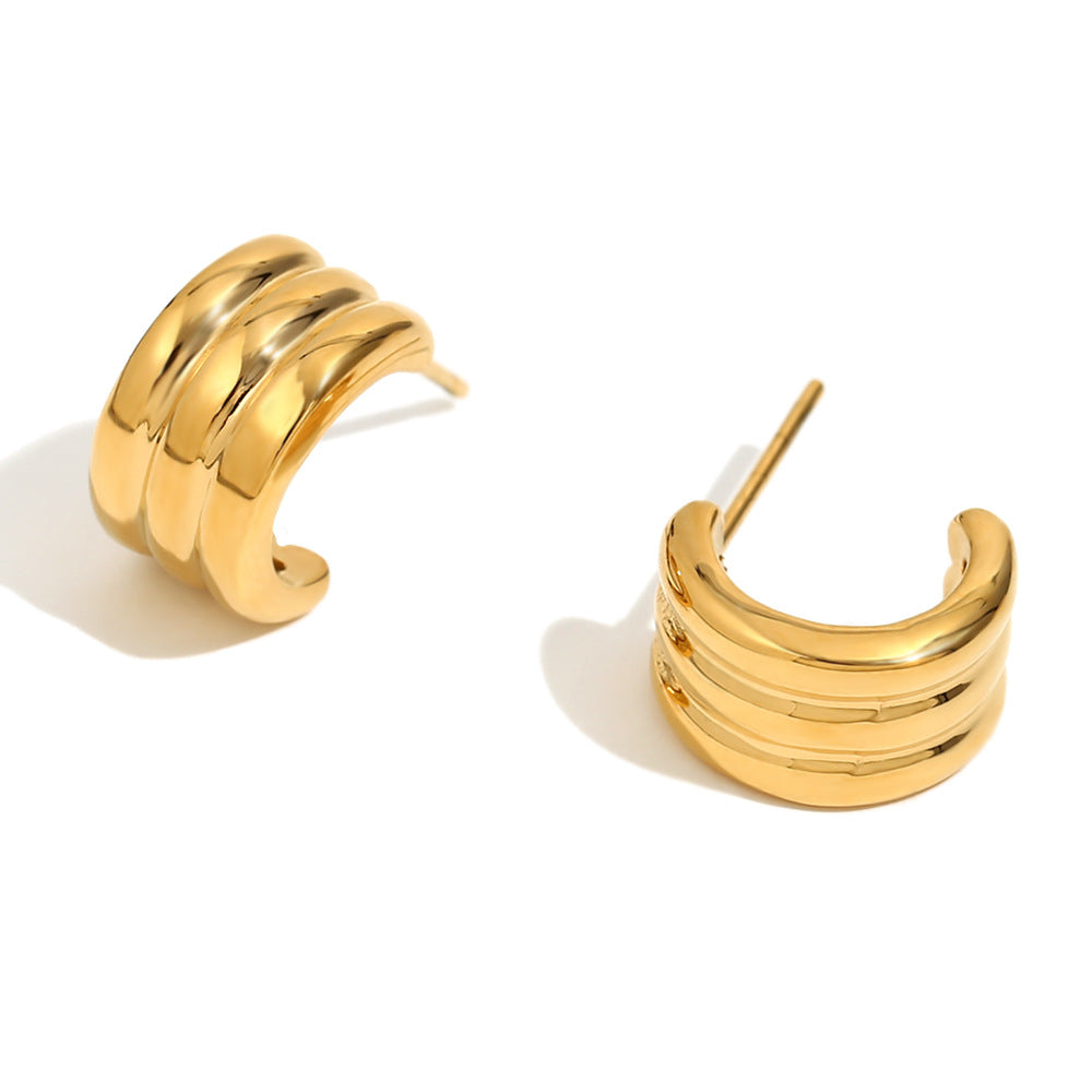 Orecchini a cerchio mini da donna in acciaio inossidabile placcato oro 18K con design geometrico minimalista e alla moda
