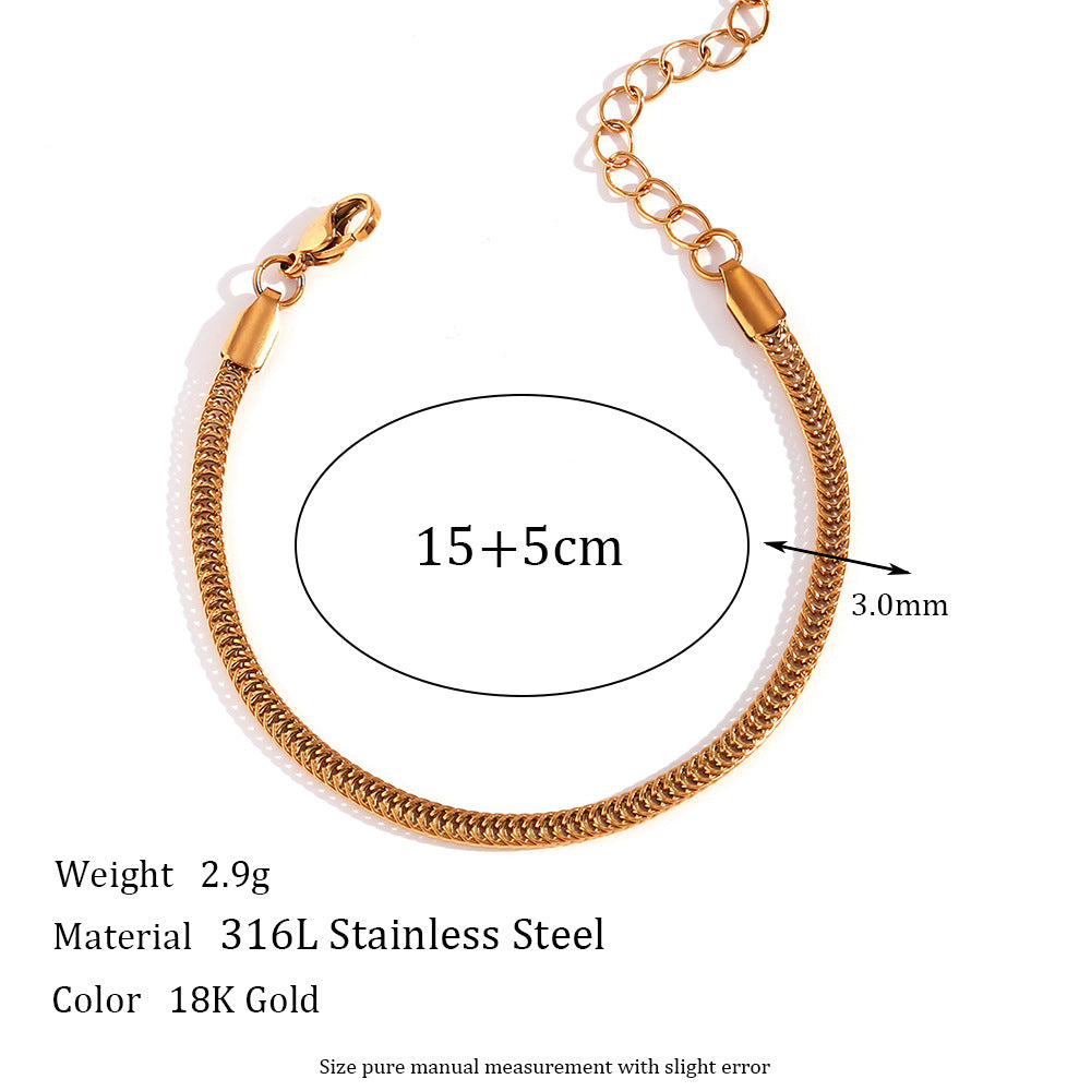 Minimalist Geometric Titanium Steel Bracelet for Women with 18K Gold Plated Box Chain and Sleek Line Design