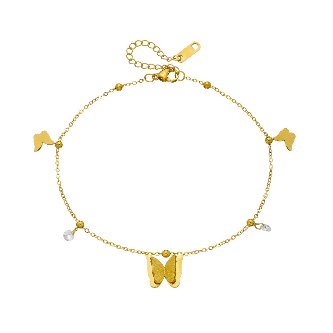Matte Gold Plated Stainless Steel Butterfly Bracelet for Women