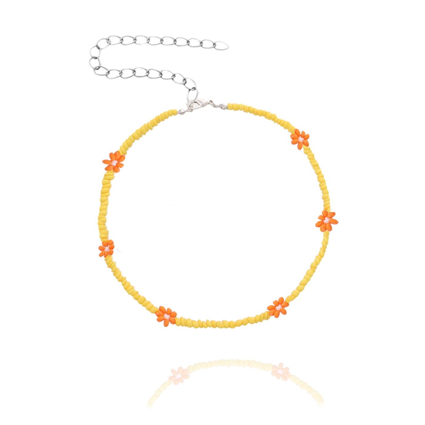 Collar de aleación estilo floral para mujer con cadena de serpiente ajustable y acabado galvanizado