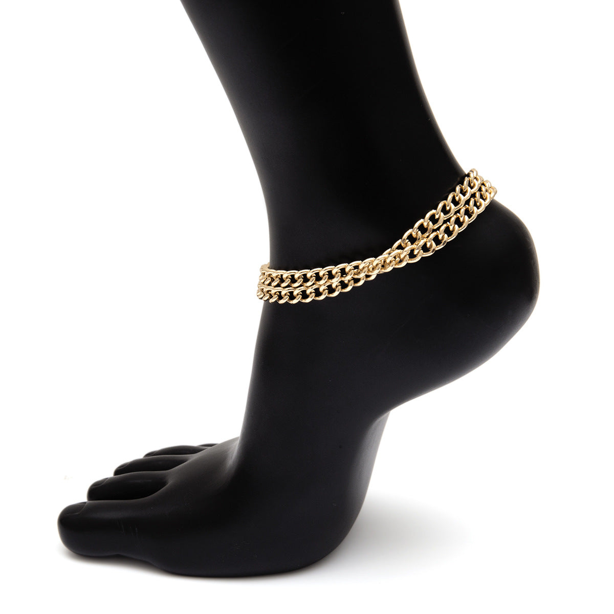 Cavigliera da donna esagerata con catena multistrato spessa, minimalista, fatta a mano in metallo, design geometrico