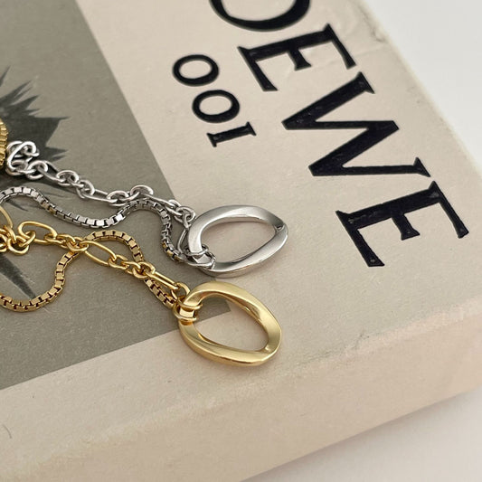 Collar Minimalista Elegante de Plata de Ley 925 Bañado en Oro con Cadena de Caja Geométrica