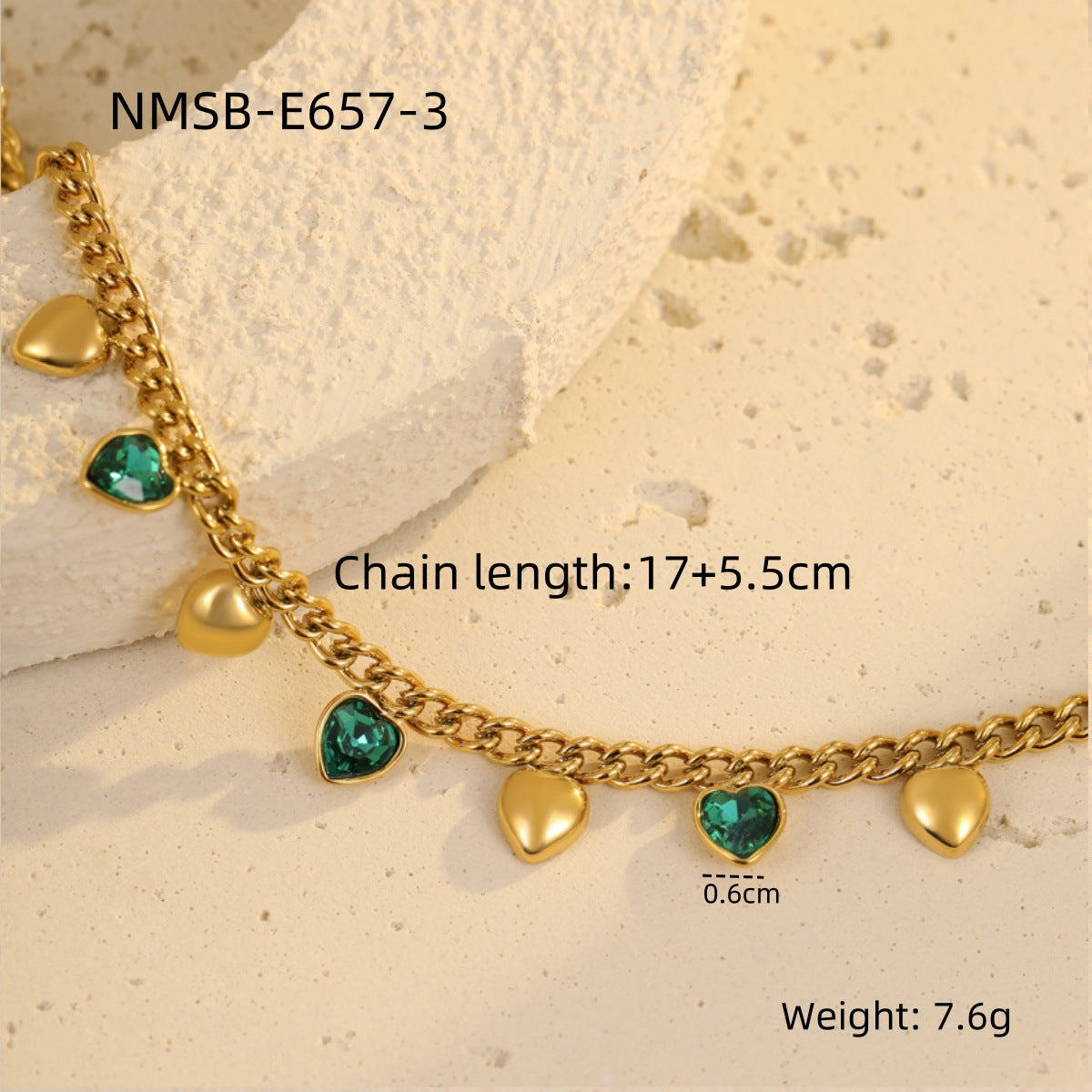 Braccialetto alla moda in acciaio inossidabile con cuore geometrico stile OL, intarsio di strass e dettaglio a nappa