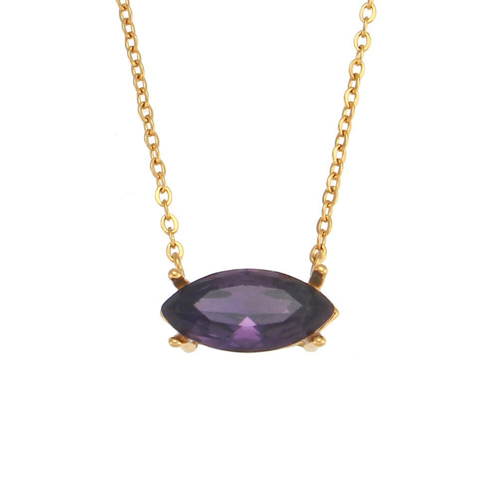 Collar Minimalista Retro Geométrico para Mujer de Acero Inoxidable con Baño de Oro de 18K y Circonitas de Colores Microincrustadas