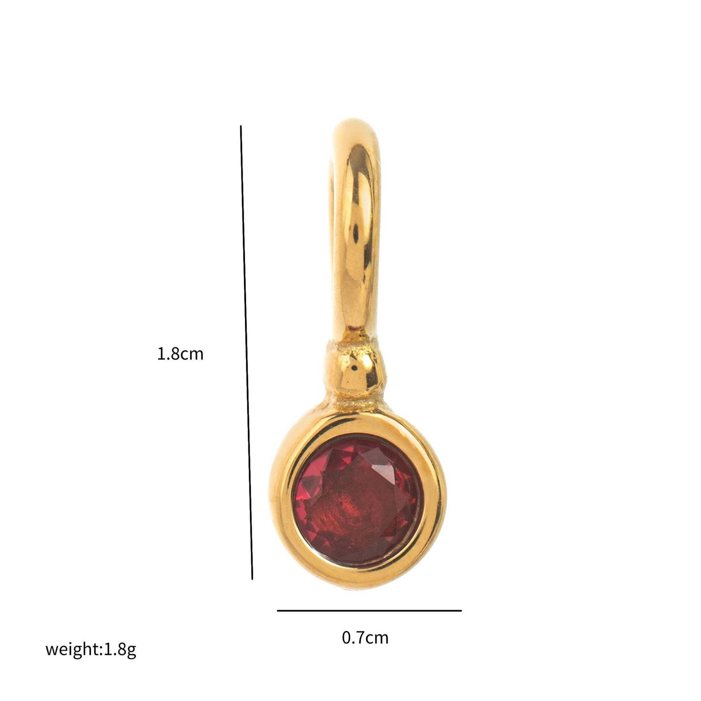 Minimalist Geometric 18K Gold Plated Titanium Steel Charm Bar with Rhinestone Inlaid Stainless Steel Birthstone Pendant for Women